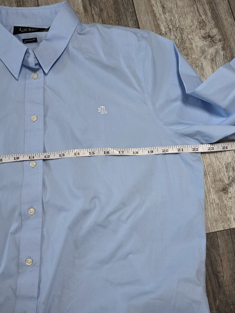 Lauren Ralph Lauren Womens Purepress Monogram Button-up Poplin Dress Shirt Sz XL - Picture 5 of 8